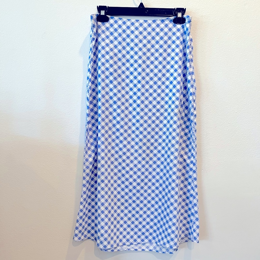 Women Regular Fit Gingham Midi Skirt;